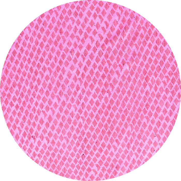 Round Machine Washable Oriental Pink Modern Rug, wshabs5036pnk