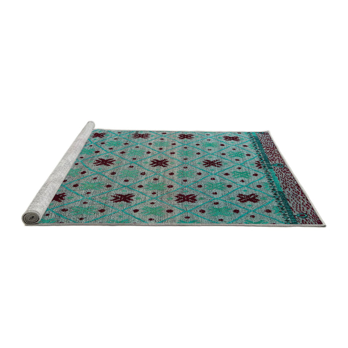 Sideview of Machine Washable Abstract Medium Aqua Marine Green Rug, wshabs5037