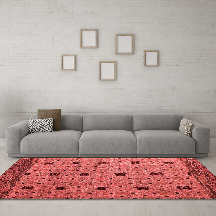 Modern Red Washable Rugs