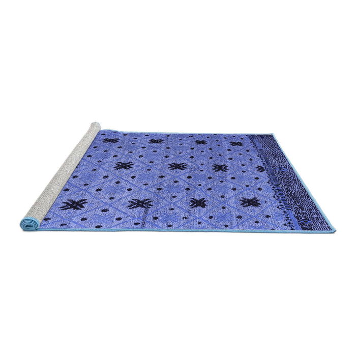 Sideview of Machine Washable Oriental Blue Modern Rug, wshabs5037blu