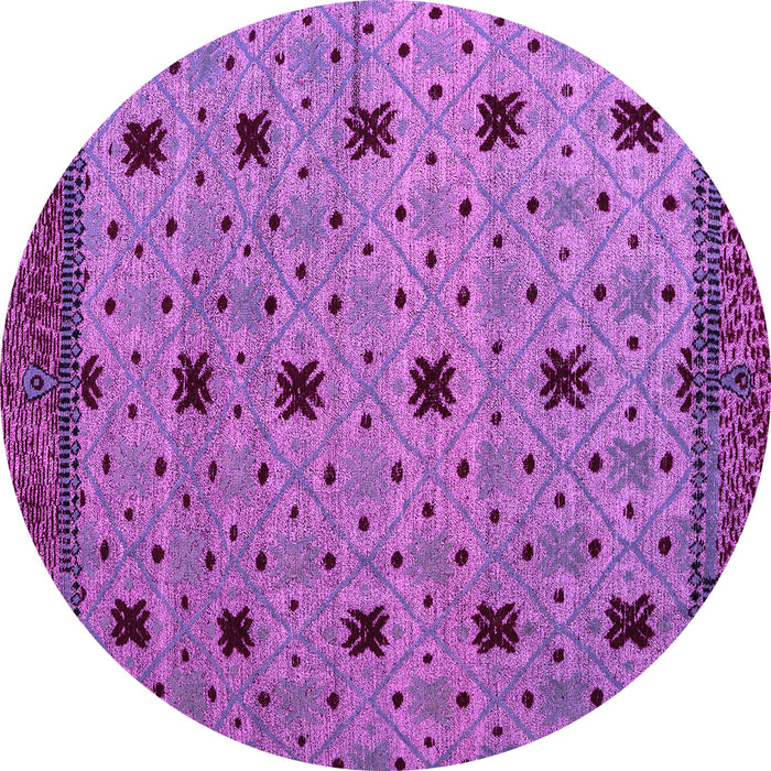 Round Machine Washable Oriental Pink Modern Rug, wshabs5037pnk