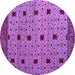 Round Machine Washable Oriental Pink Modern Rug, wshabs5037pnk