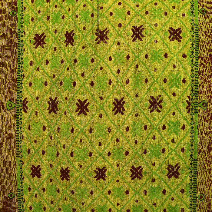 Square Machine Washable Oriental Yellow Modern Rug, wshabs5037yw