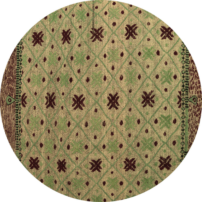Round Oriental Brown Modern Rug, abs5037brn