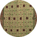 Round Oriental Brown Modern Rug, abs5037brn