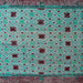 Square Machine Washable Abstract Medium Aqua Marine Green Rug, wshabs5037