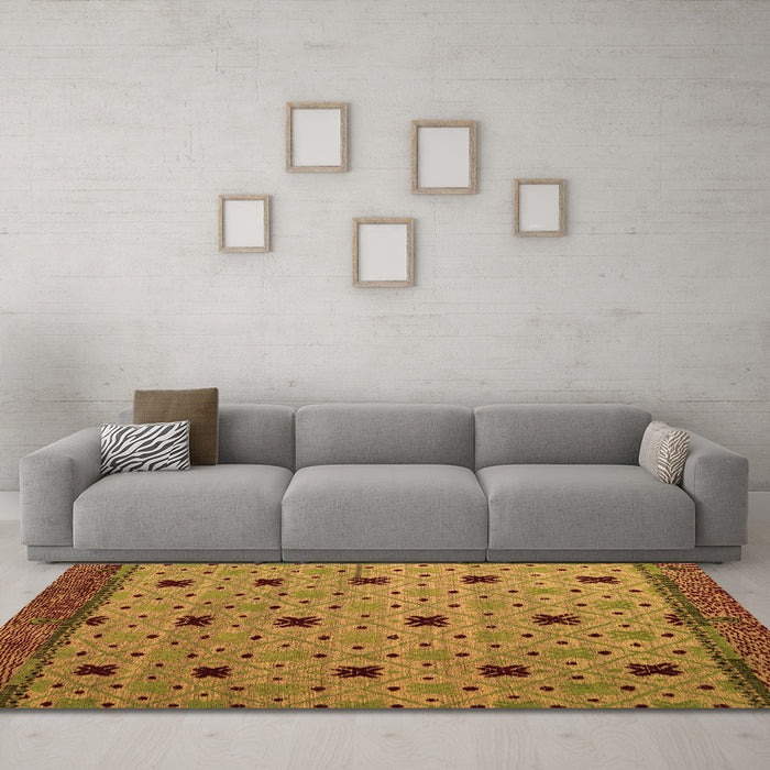 Machine Washable Oriental Orange Modern Area Rugs in a Living Room, wshabs5037org