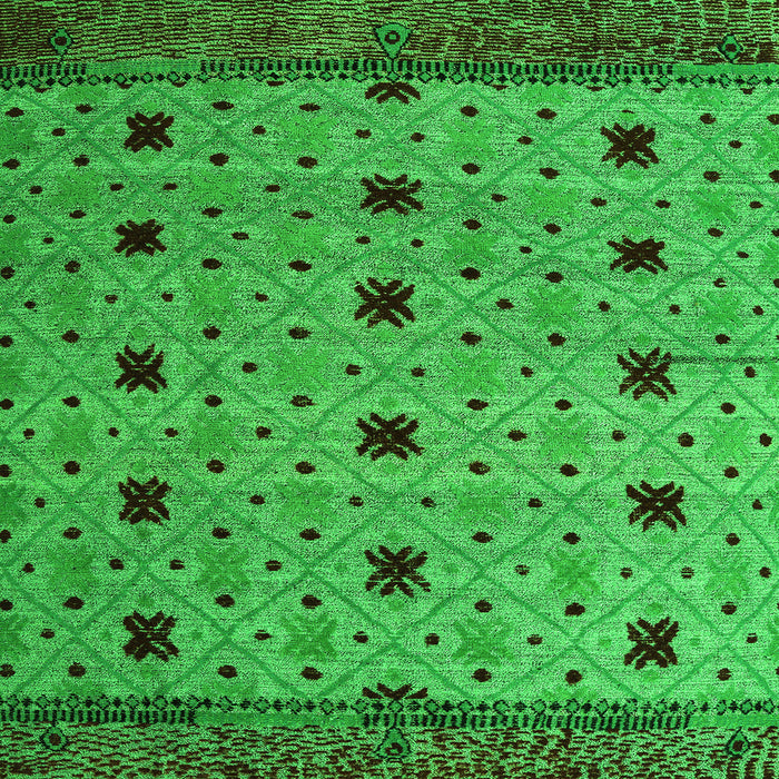 Square Machine Washable Oriental Green Modern Area Rugs, wshabs5037grn