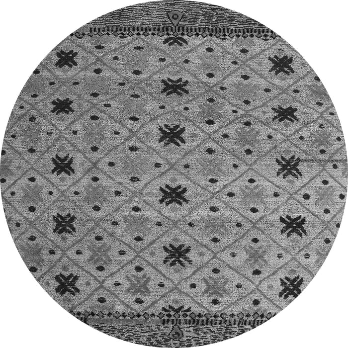 Round Machine Washable Oriental Gray Modern Rug, wshabs5037gry