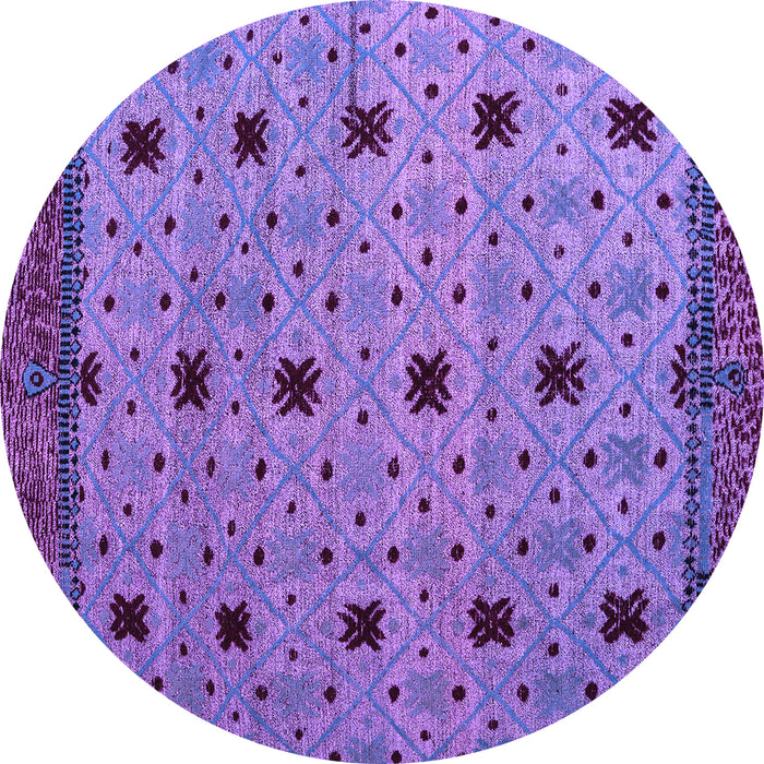 Round Machine Washable Oriental Purple Modern Area Rugs, wshabs5037pur