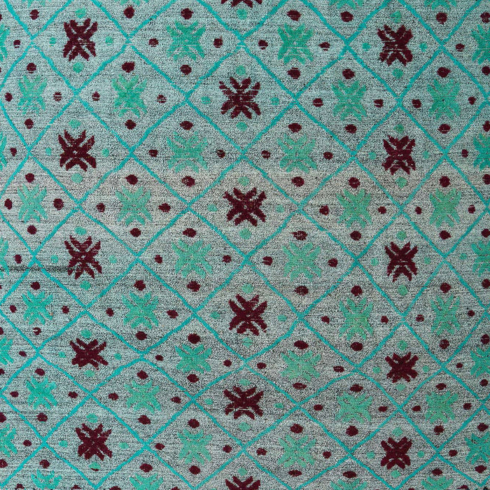 Machine Washable Abstract Medium Aqua Marine Green Rug, wshabs5037