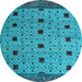 Round Oriental Light Blue Modern Rug, abs5037lblu