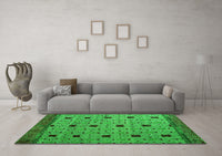 Machine Washable Oriental Green Modern Rug, wshabs5037grn