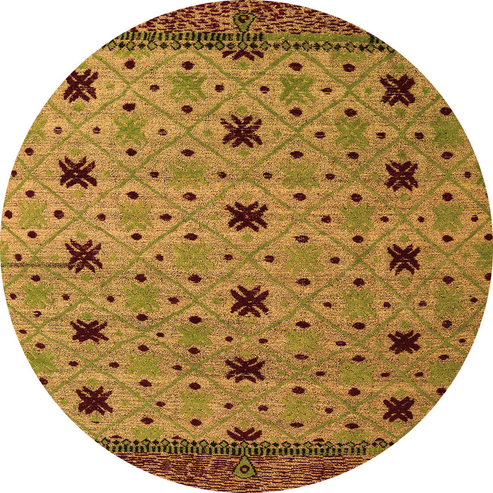 Round Machine Washable Oriental Orange Modern Area Rugs, wshabs5037org