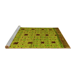 Sideview of Machine Washable Oriental Yellow Modern Rug, wshabs5037yw