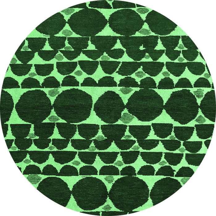 Round Oriental Emerald Green Modern Rug, abs5038emgrn