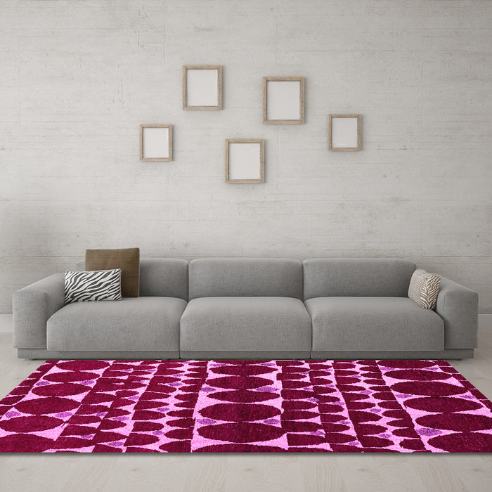 Machine Washable Oriental Pink Modern Rug in a Living Room, wshabs5038pnk