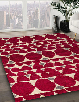 Abstract Brown Oriental Rug in Family Room, abs5038