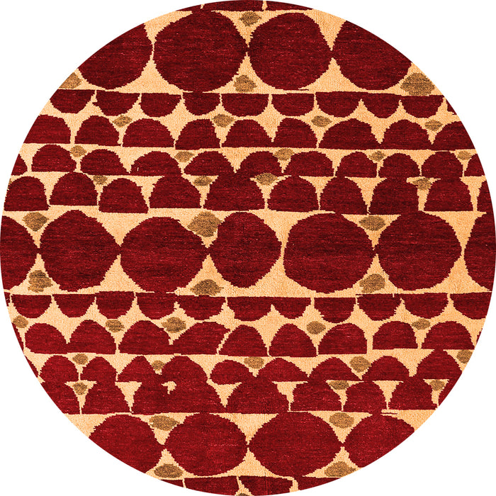 Round Machine Washable Oriental Orange Modern Area Rugs, wshabs5038org
