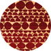 Round Machine Washable Oriental Orange Modern Area Rugs, wshabs5038org