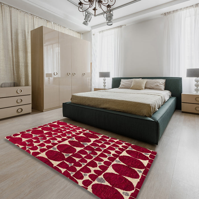 Machine Washable Abstract Brown Sugar Brown Rug in a Bedroom, wshabs5038