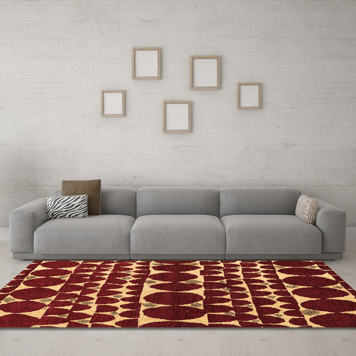 Machine Washable Oriental Brown Modern Rug in a Living Room,, wshabs5038brn