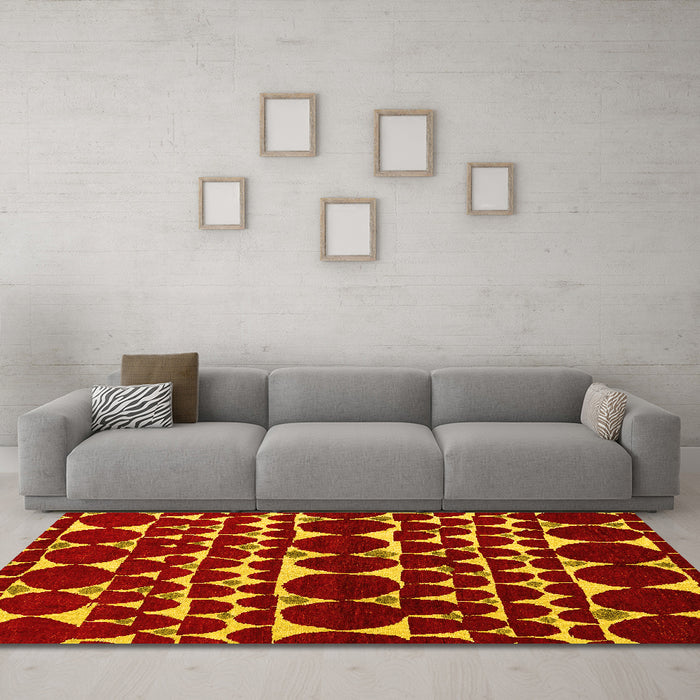 Machine Washable Oriental Yellow Modern Rug in a Living Room, wshabs5038yw