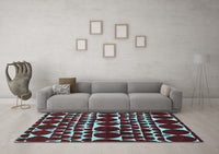 Machine Washable Oriental Light Blue Modern Rug, wshabs5038lblu