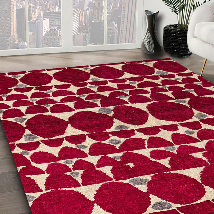 Machine Washable Abstract Brown Sugar Brown Rug in a Family Room, wshabs5038