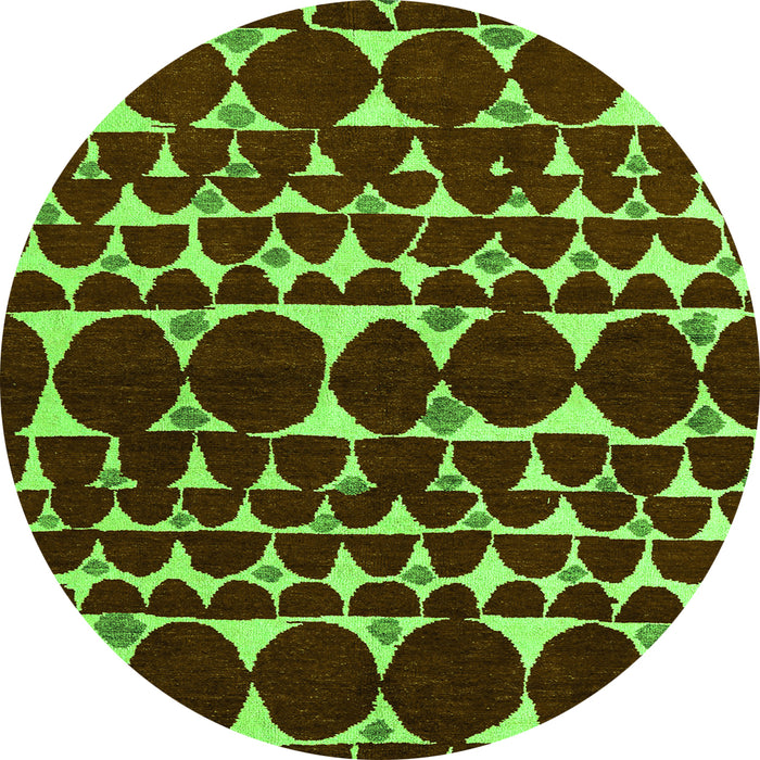 Round Oriental Green Modern Rug, abs5038grn