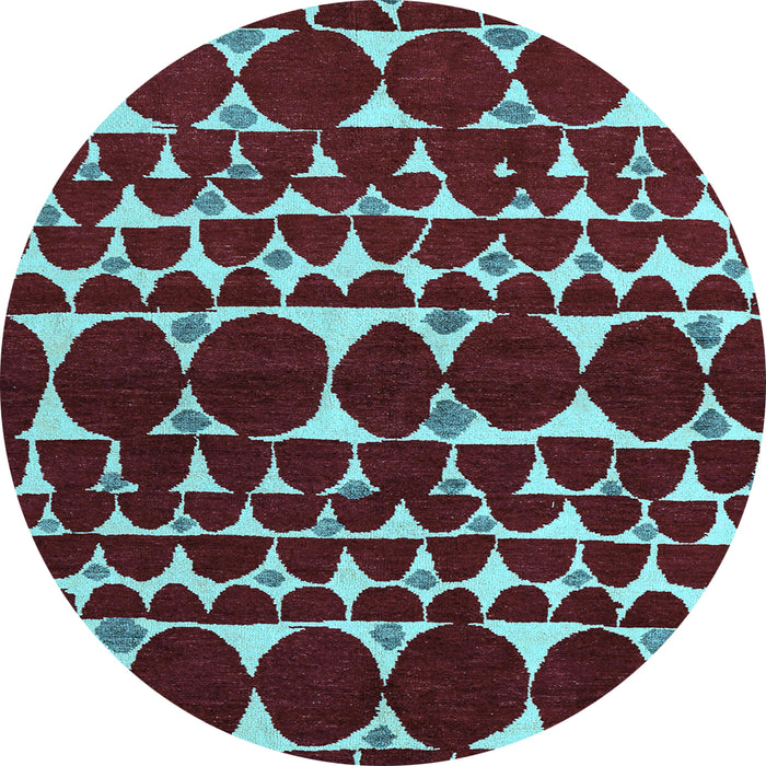 Round Oriental Light Blue Modern Rug, abs5038lblu