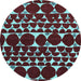 Round Oriental Light Blue Modern Rug, abs5038lblu