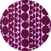 Round Machine Washable Oriental Purple Modern Area Rugs, wshabs5038pur