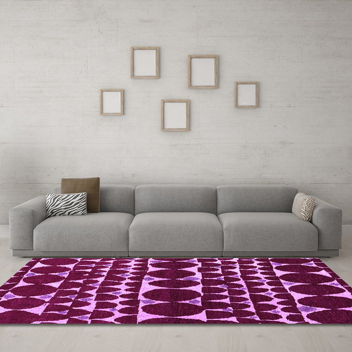 Machine Washable Oriental Purple Modern Area Rugs in a Living Room, wshabs5038pur