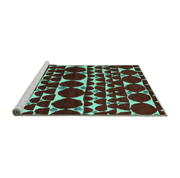 Sideview of Machine Washable Oriental Turquoise Modern Area Rugs, wshabs5038turq