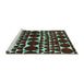 Sideview of Machine Washable Oriental Turquoise Modern Area Rugs, wshabs5038turq