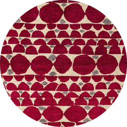 Round Abstract Brown Oriental Rug, abs5038