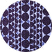 Round Machine Washable Oriental Blue Modern Rug, wshabs5038blu