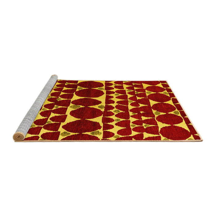 Sideview of Machine Washable Oriental Yellow Modern Rug, wshabs5038yw