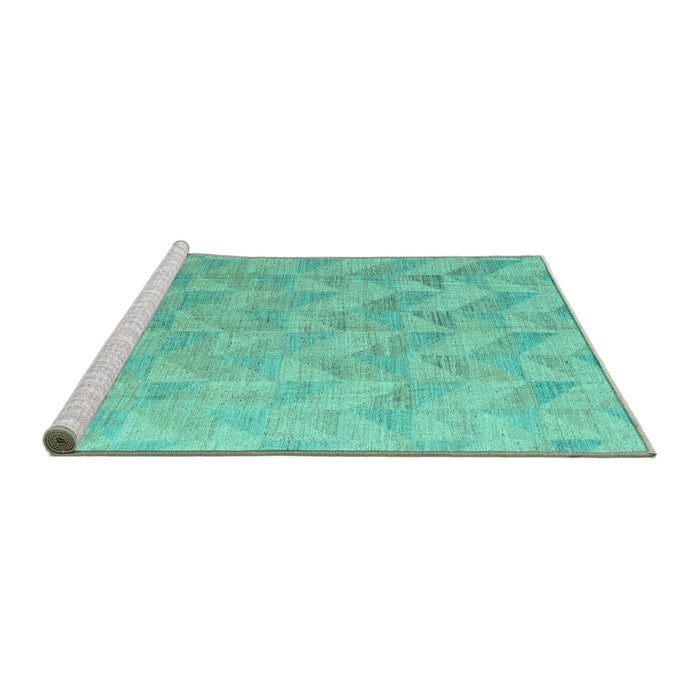 Sideview of Machine Washable Oriental Turquoise Modern Area Rugs, wshabs5039turq