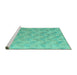 Sideview of Machine Washable Oriental Turquoise Modern Area Rugs, wshabs5039turq