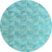 Round Oriental Light Blue Modern Rug, abs5039lblu