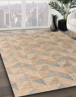 Abstract Orange Brown Oriental Rug in Family Room, abs5039