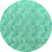 Round Oriental Turquoise Modern Rug, abs5039turq