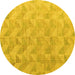 Round Oriental Yellow Modern Rug, abs5039yw