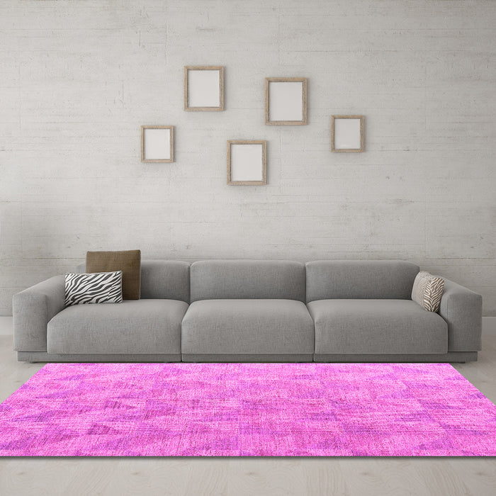 Machine Washable Oriental Pink Modern Rug in a Living Room, wshabs5039pnk