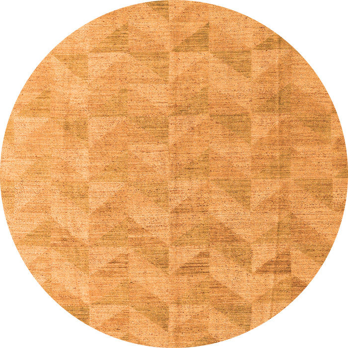 Round Machine Washable Oriental Orange Modern Area Rugs, wshabs5039org