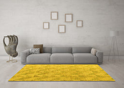 Machine Washable Oriental Yellow Modern Rug in a Living Room, wshabs5039yw