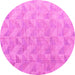 Round Machine Washable Oriental Pink Modern Rug, wshabs5039pnk