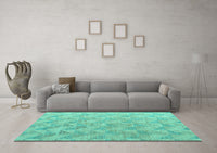 Machine Washable Oriental Turquoise Modern Rug, wshabs5039turq